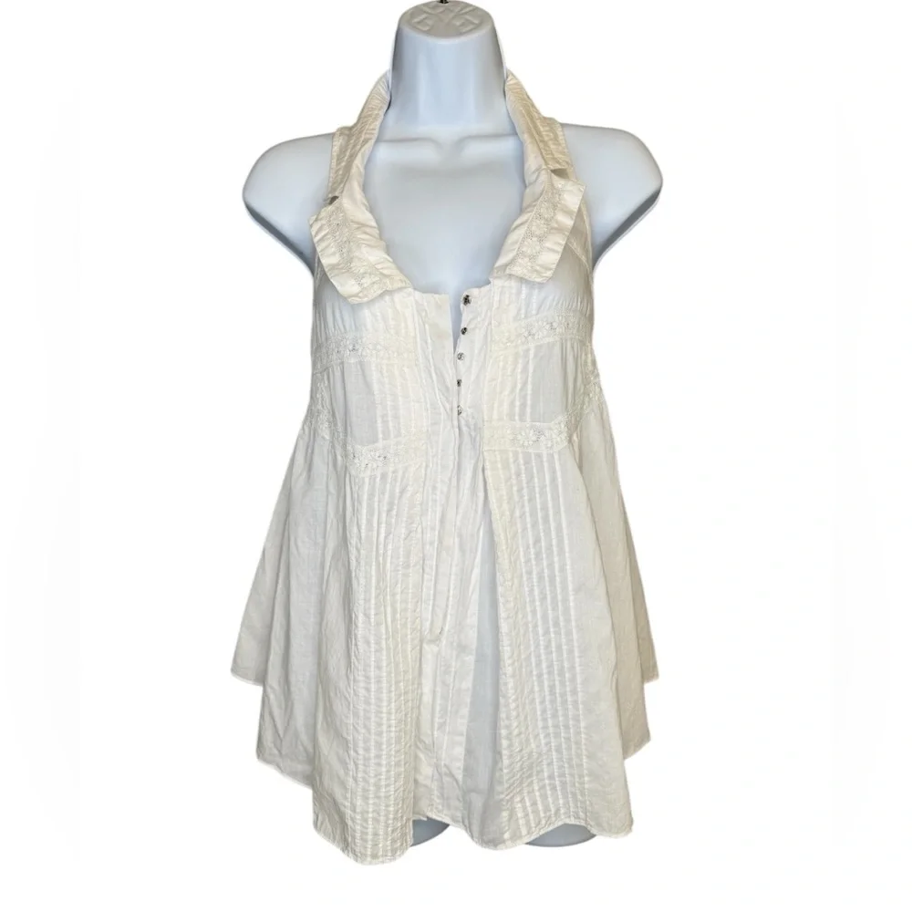 All Saints Spitalfields Pintuck Ruffle Halter Top | Rare | Size 6 - Picture 2 of 5